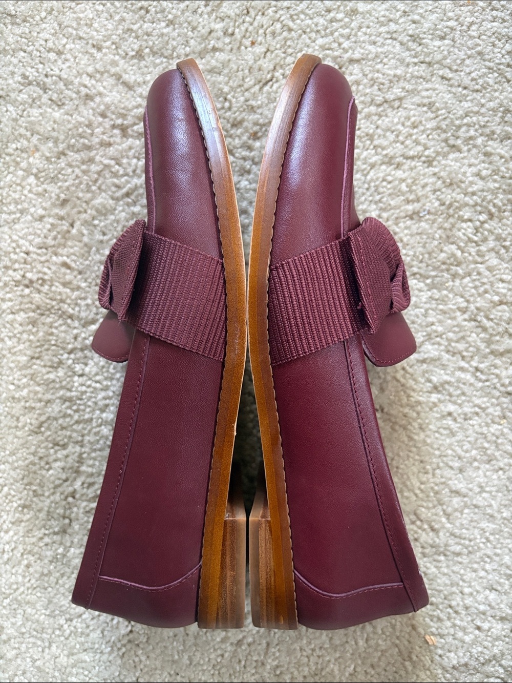 Quince Women's Burgundy Bow Loafers - Picture 6 of 13